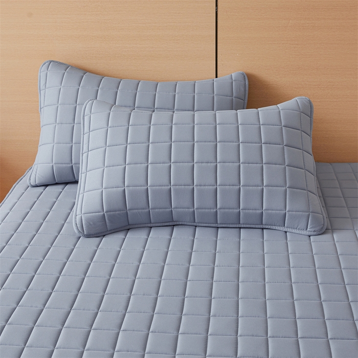 91家纺网 家纺一手货源 找家纺 布卢姆床垫 2025新款原棉A类贴标7A抗菌床笠 方格-蓝