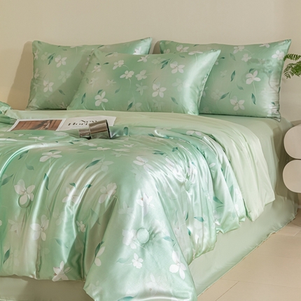 91家纺网 家纺一手货源 找家纺 （总）梦幻之城 2025新款水洗真丝数码印花简易款夏被四件套