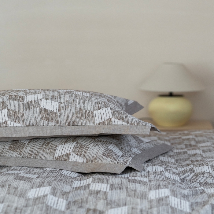 91家纺网 家纺一手货源 找家纺 璞素2025新款全棉色织三层纱四件套 咖色