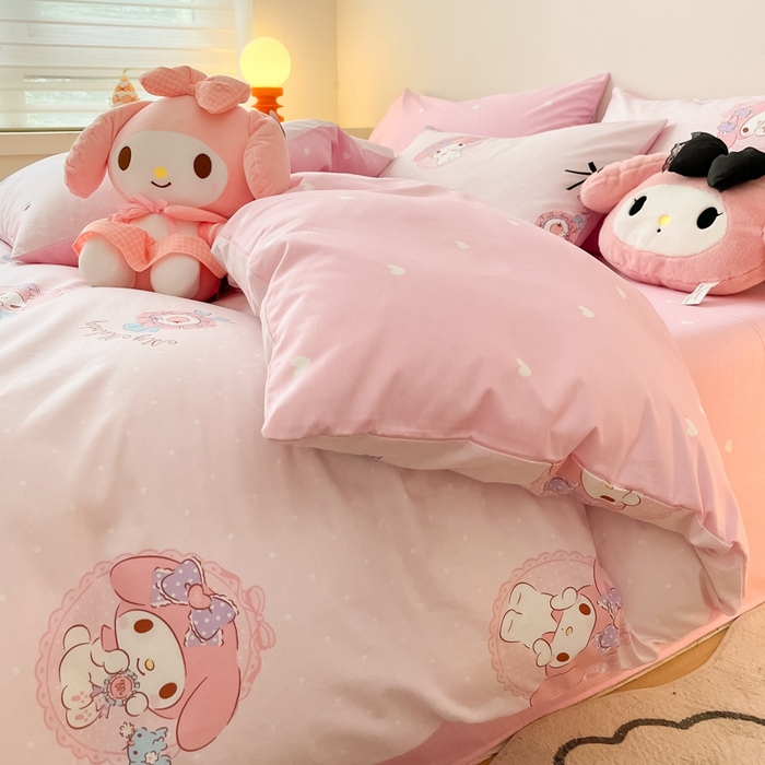 91家纺网 家纺一手货源 找家纺 暮思家居 2025新款正版授权三丽鸥全棉四件套系列四件套 小兔美乐蒂