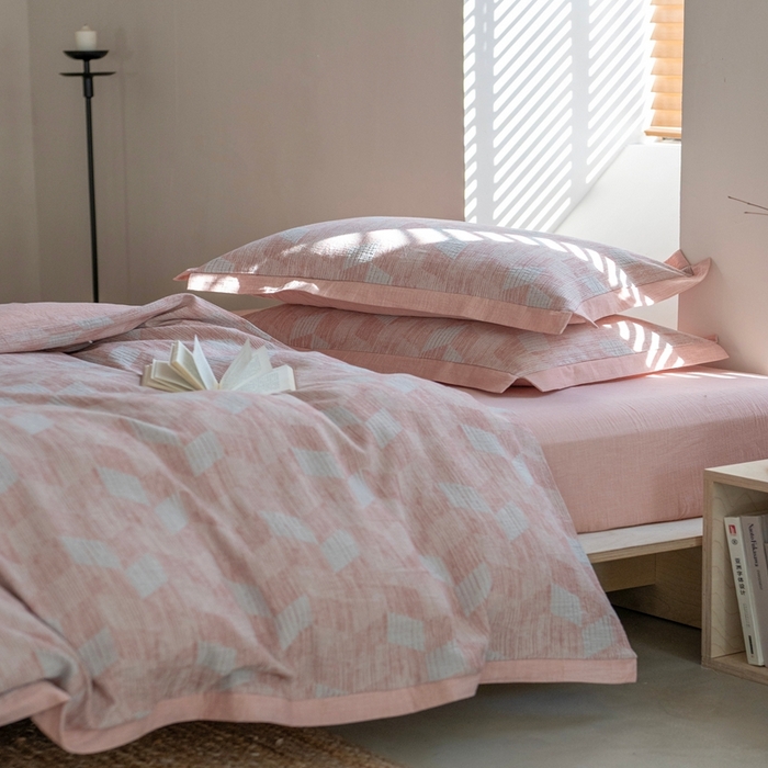 91家纺网 家纺一手货源 找家纺 （总）璞素2025新款全棉色织三层纱四件套