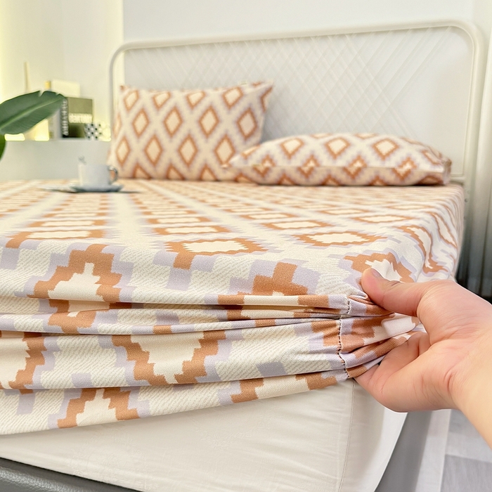 91家纺网 家纺一手货源 找家纺 伊而梦蚊帐 2025新款原棉老粗布床笠 菱格棕