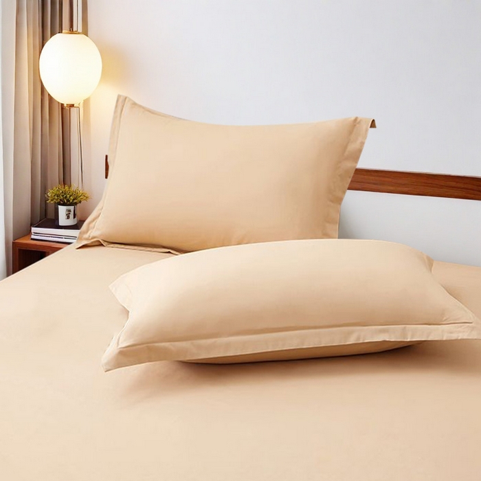 91家纺网 家纺一手货源 找家纺 金喜 2025新款全棉枕套喷气全棉宽边枕套枕头套-优雅系列 优雅-奶茶棕