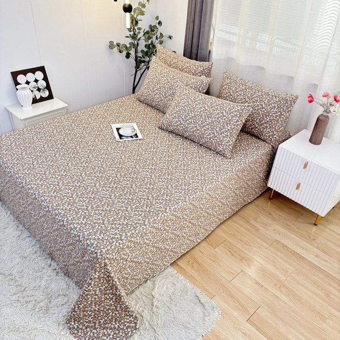 91家纺网 家纺一手货源 找家纺 伊而梦蚊帐 2025新款A类老粗布抗菌床单 秋蕊香-咖