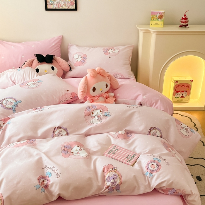 91家纺网 家纺一手货源 找家纺 暮思家居 2025新款正版授权三丽鸥全棉四件套系列四件套 小兔美乐蒂