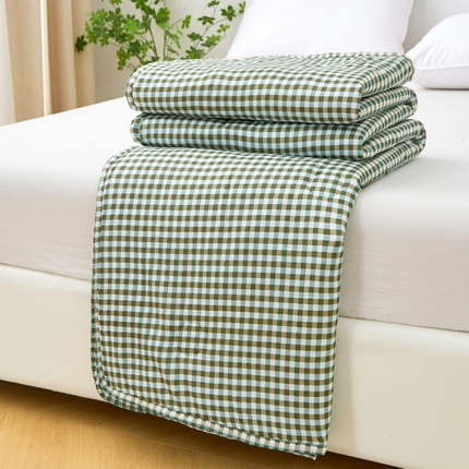 2025新款亲肤绒礼品夏被窄边 微格香绿