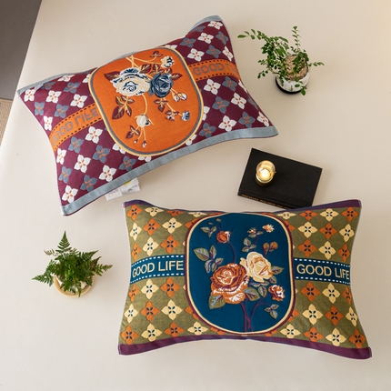 2025新款全棉八层纱枕巾情侣枕巾 玫瑰花语