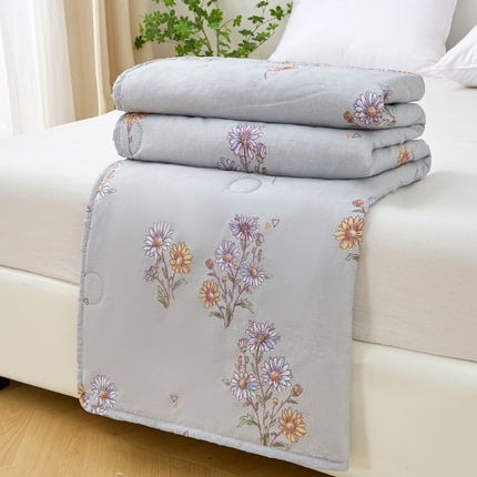 2025新款亲肤绒礼品夏被窄边 花香漫语