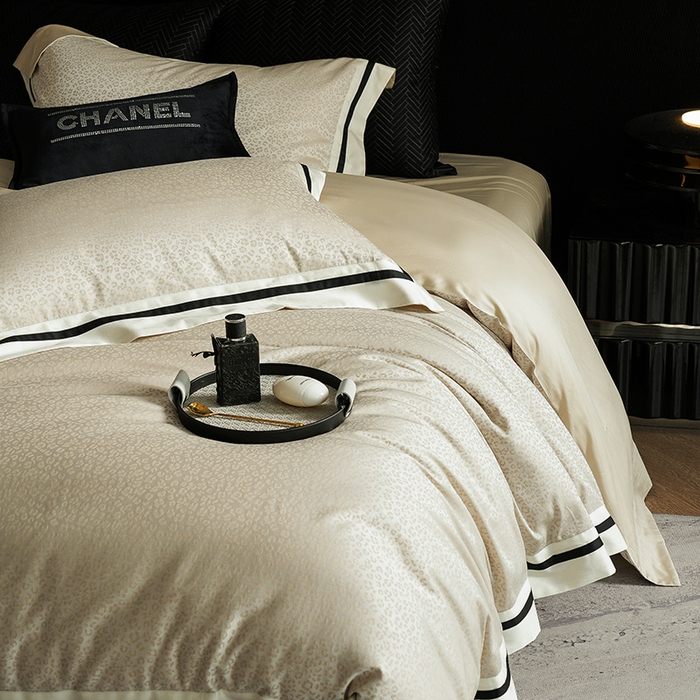 91家纺网 家纺一手货源 找家纺 涞澳家纺 2025新款天丝棉色织提花四件套 娇奈儿-浅瓦金