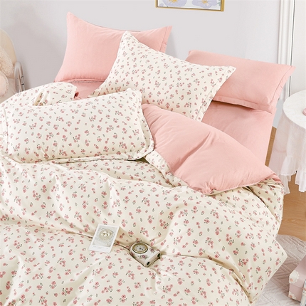 91家纺网 家纺一手货源 找家纺 （总）畅畅家纺 2025新款春夏活性小清新印花云锦棉四件套