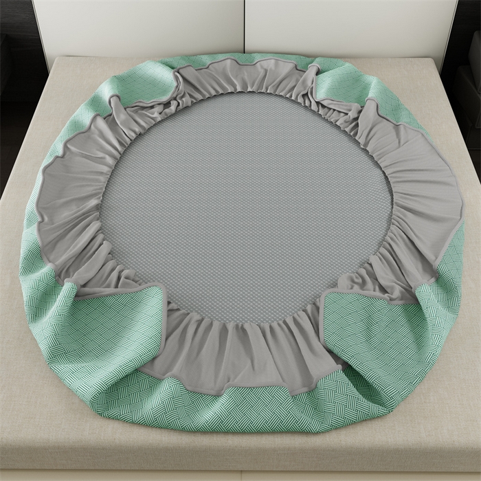 91家纺网 家纺一手货源 找家纺 鑫姿 2025新款5A抗菌A类冰丝凉席-饼干花熊猫款 床笠-熊猫-绿色