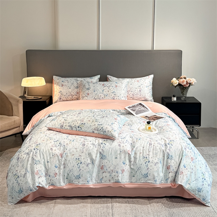 91家纺网 家纺一手货源 找家纺 笙意家纺2025新款水洗冰丝数码印花暗盒款四件套 流年