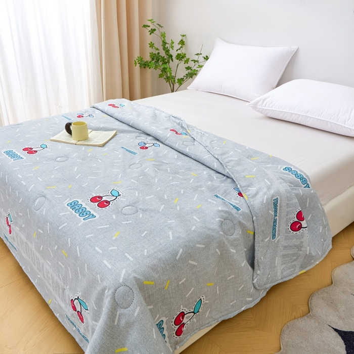 91家纺网 家纺一手货源 找家纺 2025新款亲肤绒礼品夏被窄边 仲夏樱桃