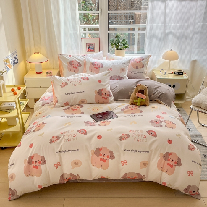 91家纺网 家纺一手货源 找家纺 盛秋家纺 2025新款卡通单被套 情侣猫+猫爪