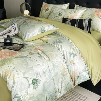 91家纺网 家纺一手货源 找家纺 （总）梦幻之城 2025新款水洗真丝数码印花简易款四件套