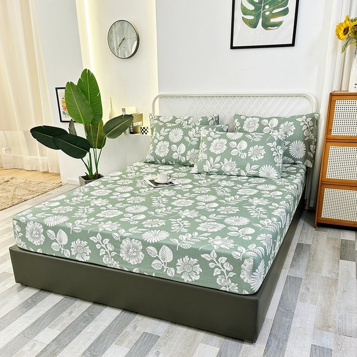 91家纺网 家纺一手货源 找家纺 伊而梦蚊帐 2025新款原棉老粗布床笠 春草青