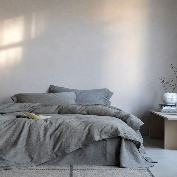 91家纺网 家纺一手货源 找家纺 （总）璞素2025新款全棉色织三层纱四件套-素简