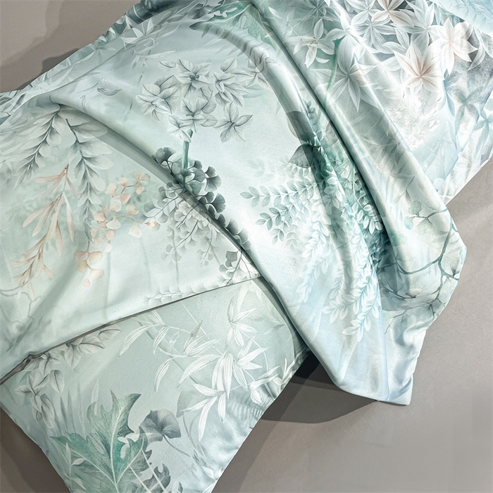 91家纺网 家纺一手货源 找家纺 笙意家纺2025新款水洗冰丝数码印花暗盒款四件套 浮影