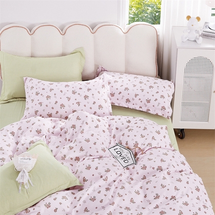 91家纺网 家纺一手货源 找家纺 （总）畅畅家纺 2025新款春夏活性小清新印花云锦棉四件套