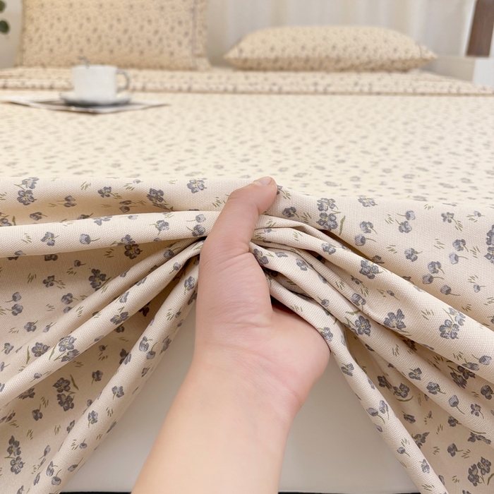 91家纺网 家纺一手货源 找家纺 伊而梦蚊帐 2025新款A类老粗布抗菌床单 灰兰花-米