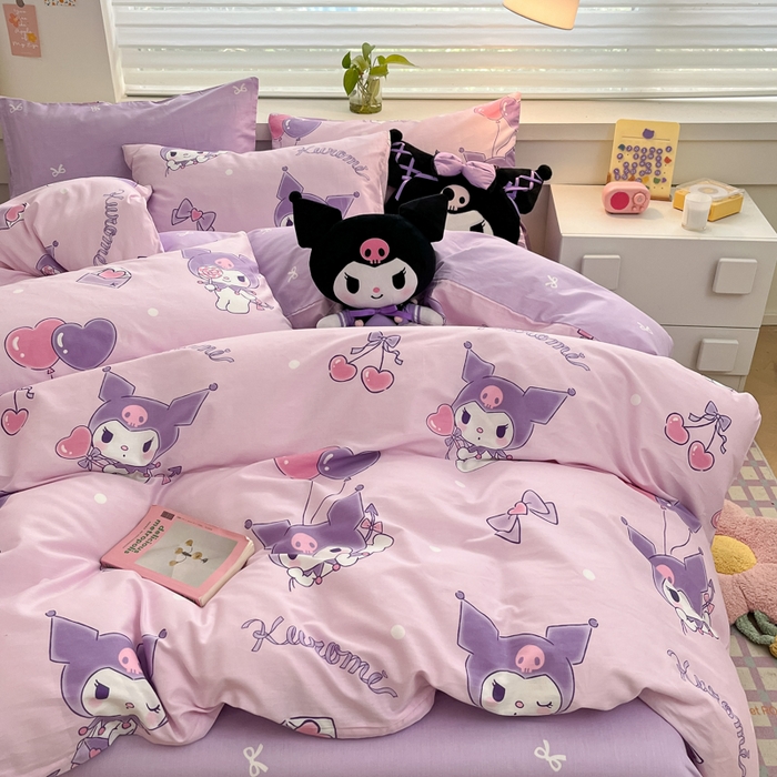 91家纺网 家纺一手货源 找家纺 暮思家居 2025新款正版授权三丽鸥全棉四件套系列四件套 气球库洛米