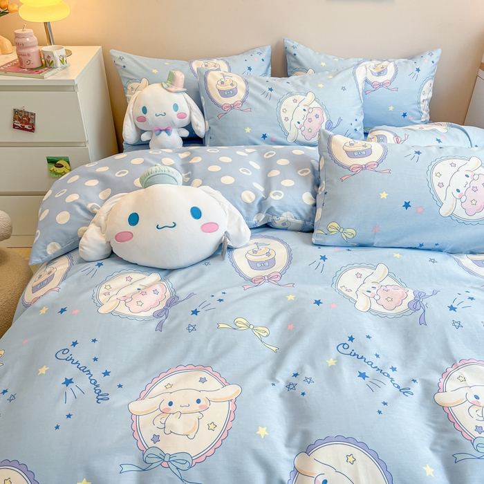 91家纺网 家纺一手货源 找家纺 暮思家居 2025新款正版授权三丽鸥全棉四件套系列四件套 蓝色玉贵狗