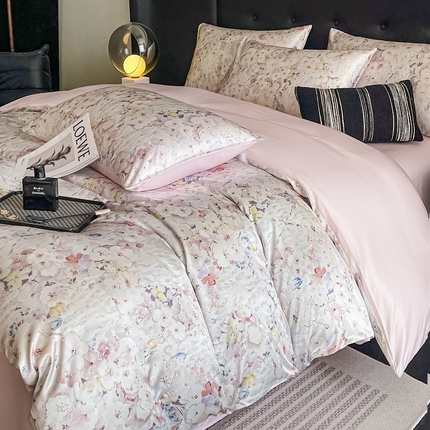 91家纺网 家纺一手货源 找家纺 （总）梦幻之城 2025新款水洗真丝数码印花简易款四件套