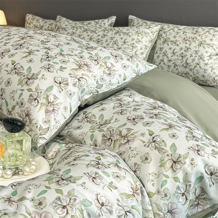 91家纺网 家纺一手货源 找家纺 笙意家纺2025新款水洗冰丝数码印花暗盒款四件套 魅影