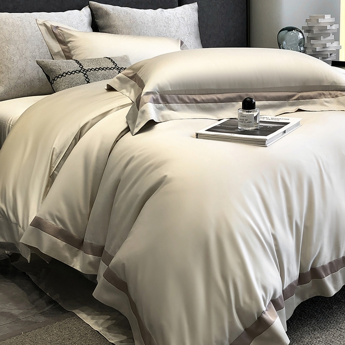 91家纺网 家纺一手货源 找家纺 涞澳家纺 2025新款80天丝棉四件套-凯瑟琳系列 凯瑟琳-燕麦奶