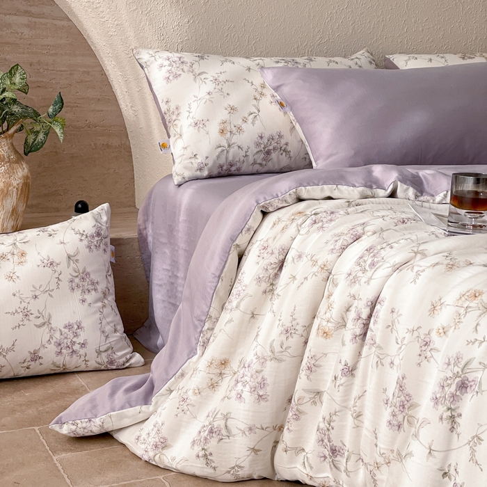 91家纺网 家纺一手货源 找家纺 慕晨 2025新款全棉双层纱四件套莱赛尔夏被莱赛尔夏被四件套天丝夏凉被直播 沫香