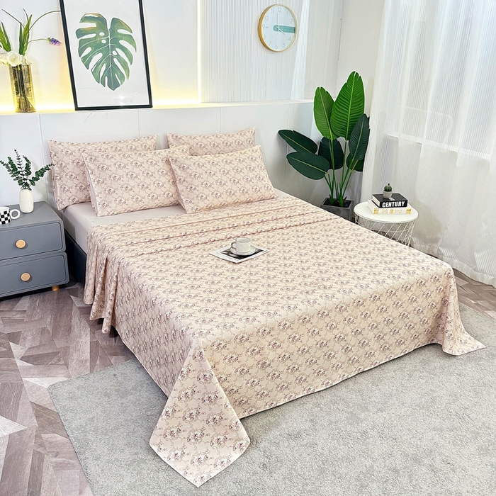 91家纺网 家纺一手货源 找家纺 伊而梦蚊帐 2025新款原棉老粗布床单 玫瑰格