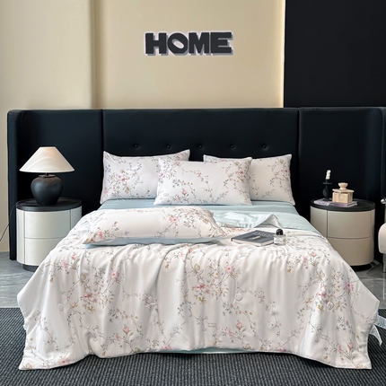 慕晨 2025春夏新品莱赛尔天丝数码印花四件套莱赛尔夏被四件套天丝夏凉被直播热款 琦梦