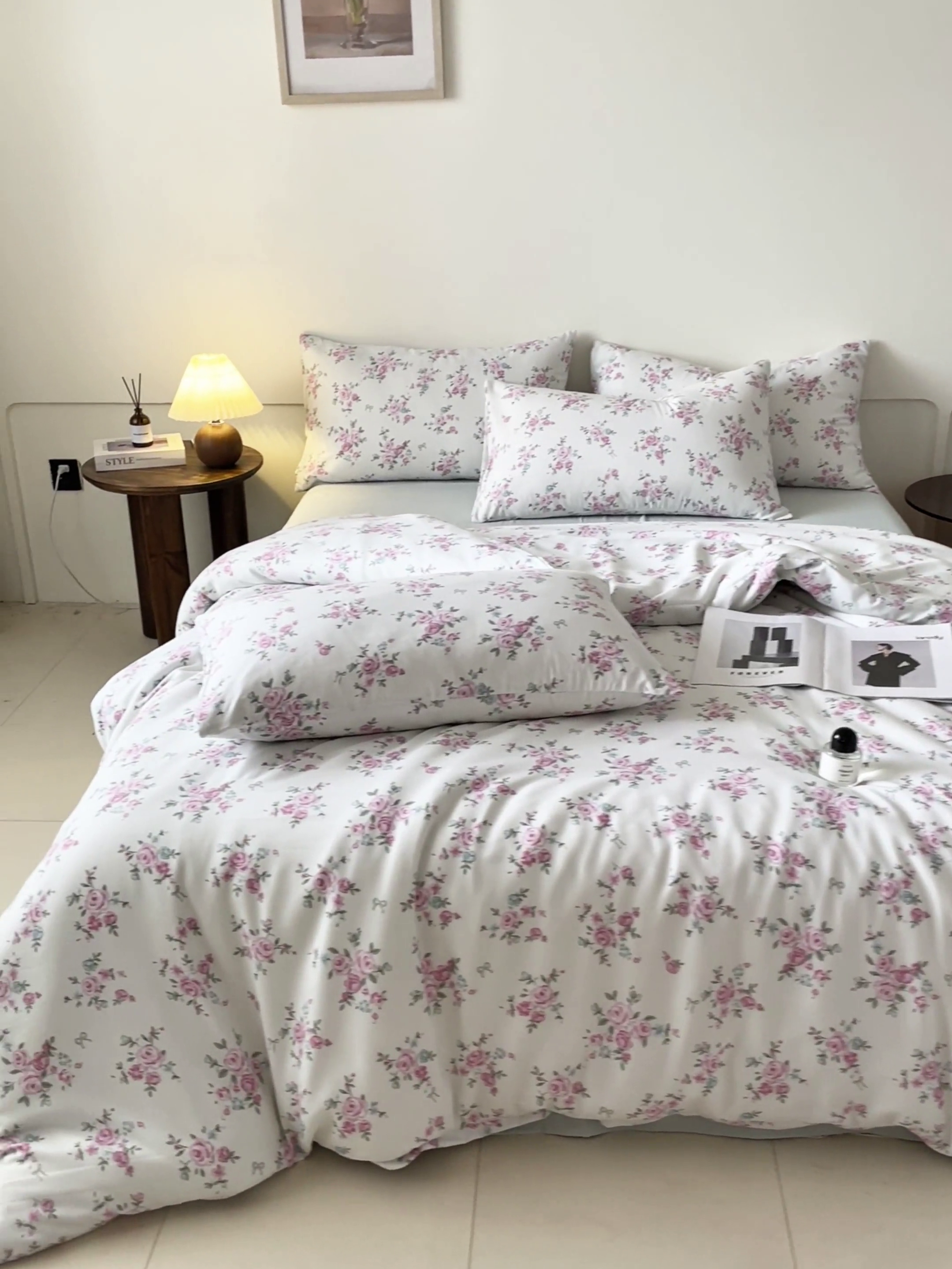 91家纺网 家纺一手货源 找家纺 诺梵家纺 2025新款有氧双层纱印花四件套 春不晚