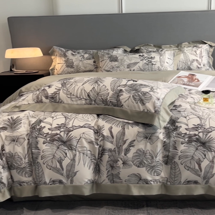 91家纺网 家纺一手货源 找家纺 笙意家纺 2025新款水洗冰丝数码印花宽边四件套 乐微