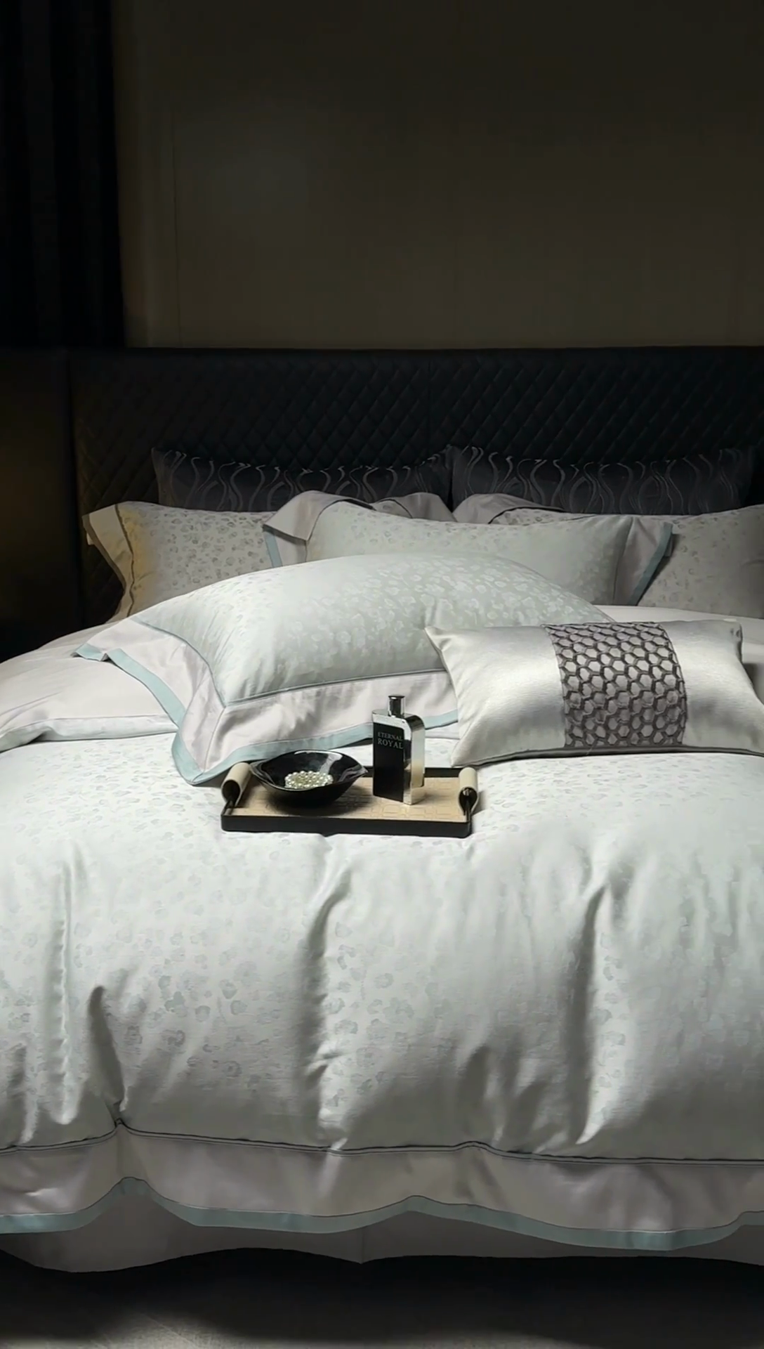 91家纺网 家纺一手货源 找家纺 涞澳家纺 2025新款天丝棉色织提花四件套 凌烟-绿