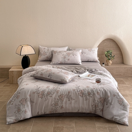 91家纺网 家纺一手货源 找家纺 （总）慕晨 2025新款全棉双层纱四件套莱赛尔纯棉莱赛尔四件套天丝夏季凉感直播