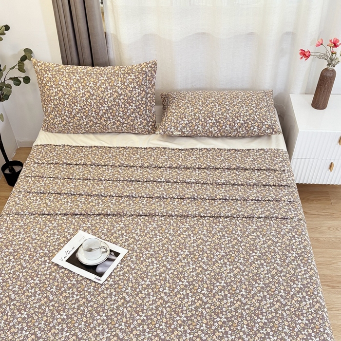 91家纺网 家纺一手货源 找家纺 伊而梦蚊帐 2025新款A类老粗布抗菌床单 秋蕊香-咖