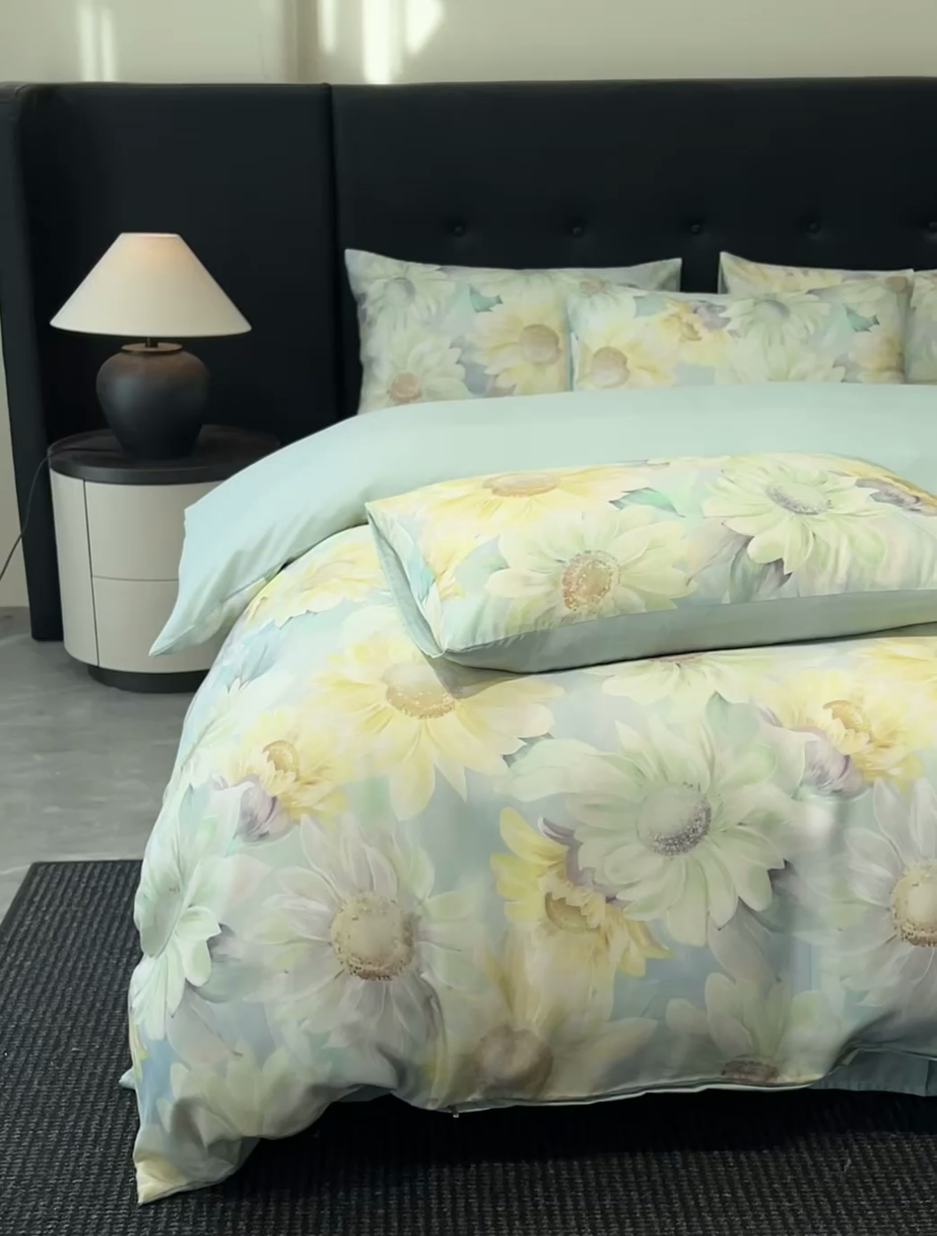 91家纺网 家纺一手货源 找家纺 慕晨 2025春夏新品莱赛尔天丝数码印花四件套莱赛尔夏被四件套天丝夏凉被直播热款 锦葵