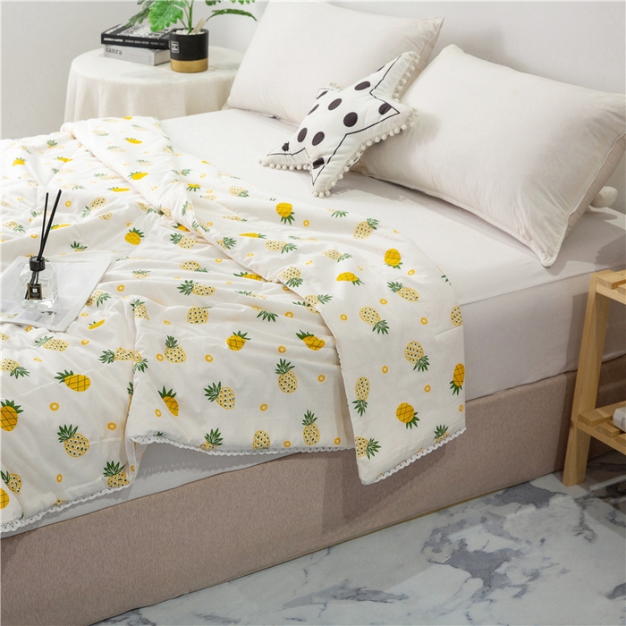 91家纺网 家纺一手货源 找家纺 棉乐町 2025新款全棉棉花夏凉被纯棉夏被空调被子 菠萝