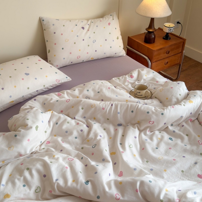 91家纺网 家纺一手货源 找家纺 亿梵家居 2025新款A类母婴级有氧全棉纯棉双层纱纯棉印花四件套-床拍图 彩虹糖