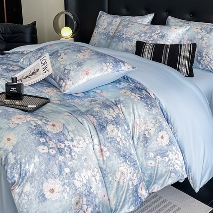 91家纺网 家纺一手货源 找家纺 （总）梦幻之城 2025新款水洗真丝数码印花简易款四件套