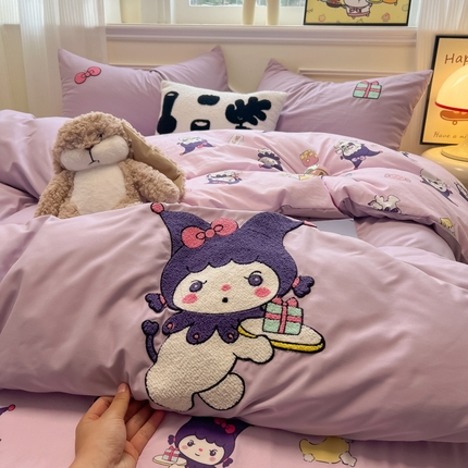 韩巢家纺 2025新款云朵棉印花毛巾绣四件套（提供买家秀） 甜心小库