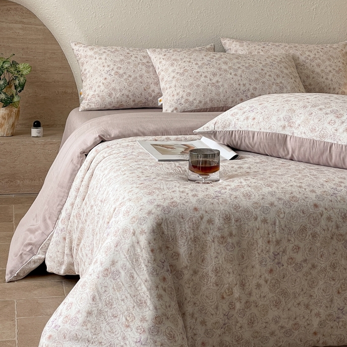 91家纺网 家纺一手货源 找家纺 慕晨 2025新款全棉双层纱四件套莱赛尔夏被莱赛尔夏被四件套天丝夏凉被直播 繁时