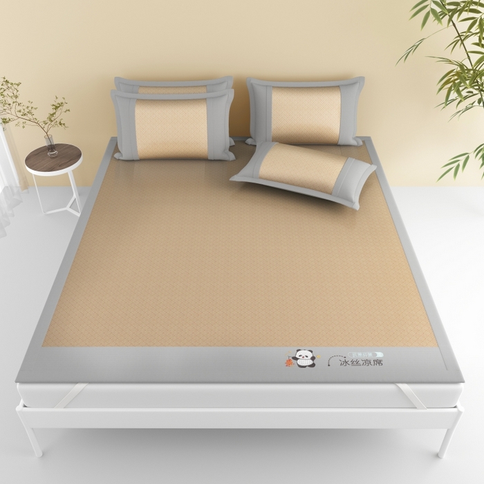 91家纺网 家纺一手货源 找家纺 爱宝被业  2025新款凉感抗菌冰丝席凉席 棕色
