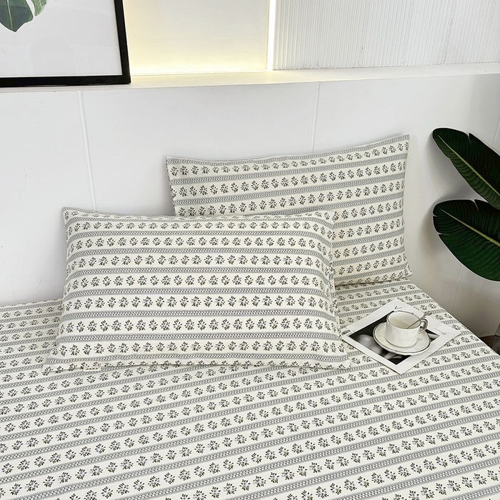 91家纺网 家纺一手货源 找家纺 伊而梦蚊帐 2025新款原棉老粗布床单 兰花条