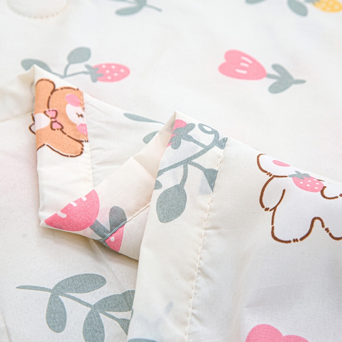 91家纺网 家纺一手货源 找家纺 侨鑫 2025新款亲肤水洗棉夏被宽边 玫瑰小熊