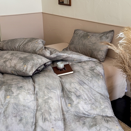 91家纺网 家纺一手货源 找家纺 （总）涞澳家纺 2025新款软烟纱印花系列四件套