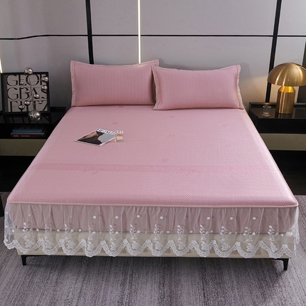 （总）青雅席业2025新款7A抗菌母婴级乙纶PE刺绣凉感丝床笠花边款