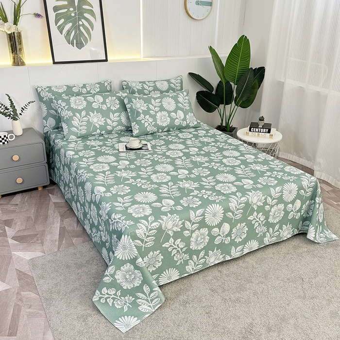 91家纺网 家纺一手货源 找家纺 伊而梦蚊帐 2025新款原棉老粗布床单 春草青