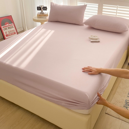 91家纺网 家纺一手货源 找家纺 漫时光 2025新款A类40s纯棉水洗棉单品系列-单床笠 柔雾粉